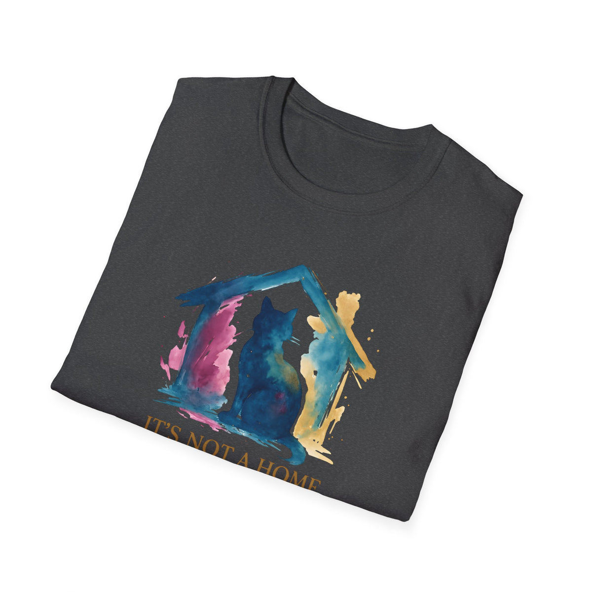 Watercolor Cat Inside House T-Shirt