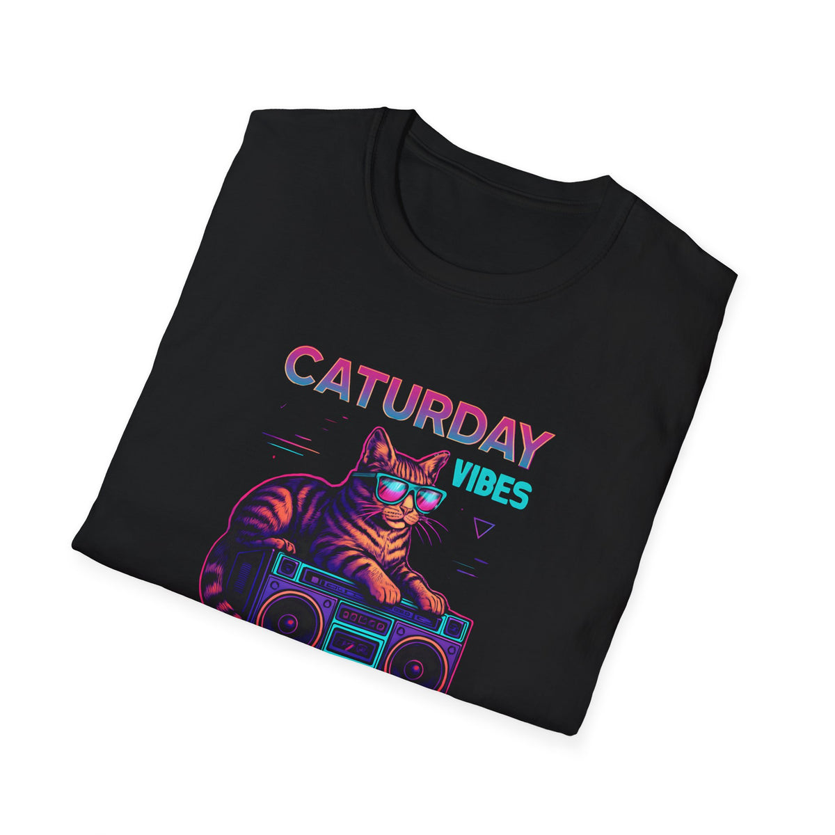 Neon cat boombox vibes T-Shirt