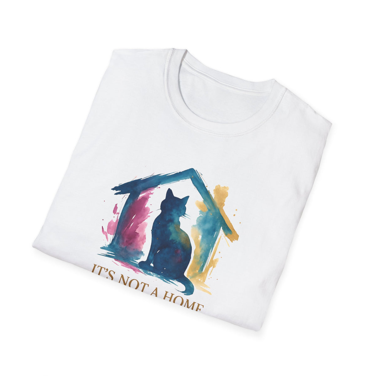 Watercolor Cat Inside House T-Shirt